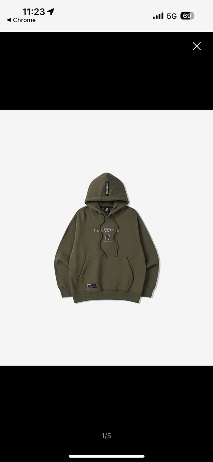 [새상품/L] 라이프워크 카키색 남자 기모후드 상품이미지1