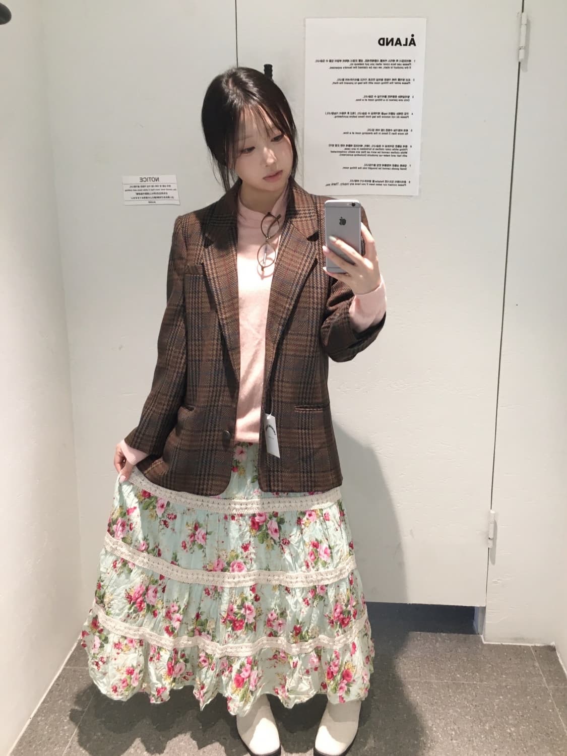 빈티지 민트 플라워 블레이저 코디 세트 상품이미지1