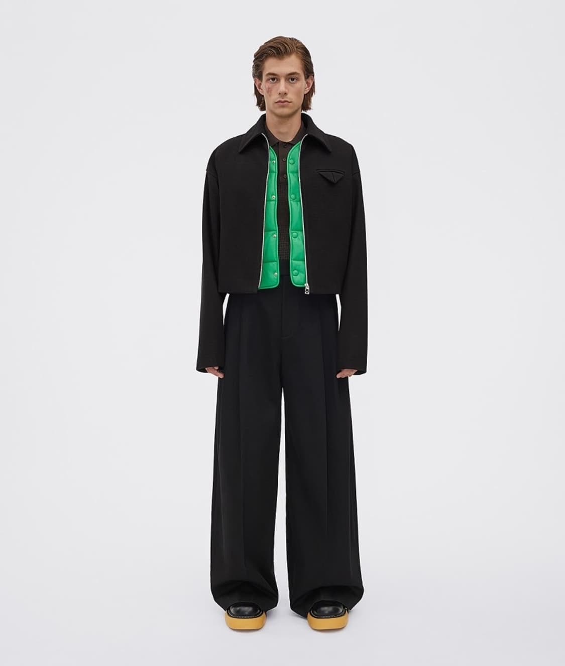 [52] 보테가베네타 트라이앵글 트윌 캐시미어 크롭 블루종 자켓 상품이미지10