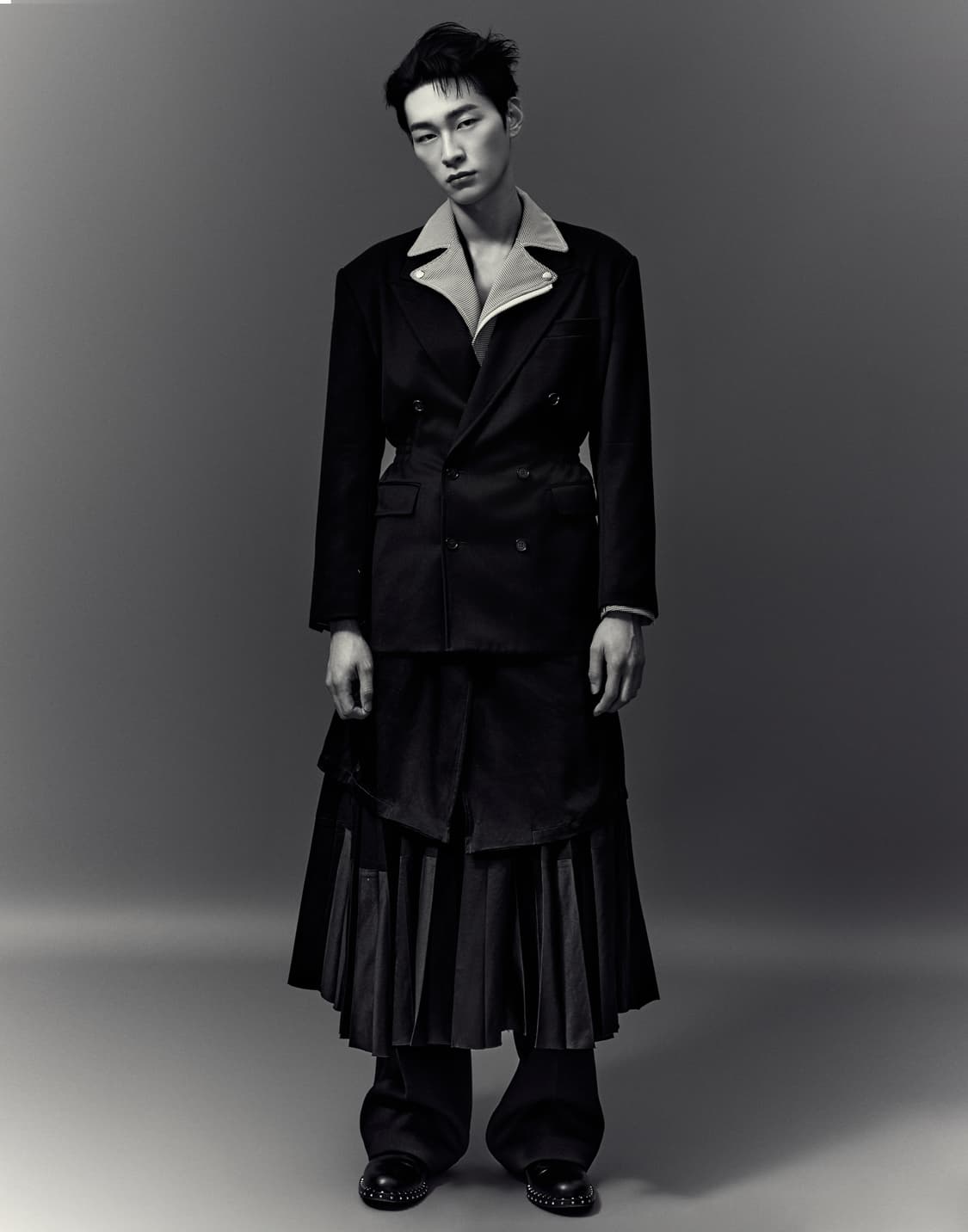 꼼데가르송 옴므 플러스 하운드투스 사선 체크 라이더자켓 S 상품이미지4