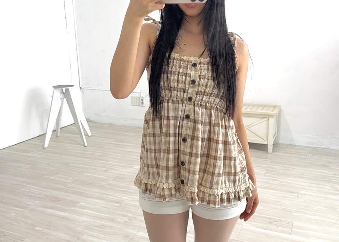 LIZ LISA Cozy Beige Check Sleeveless 상품이미지4