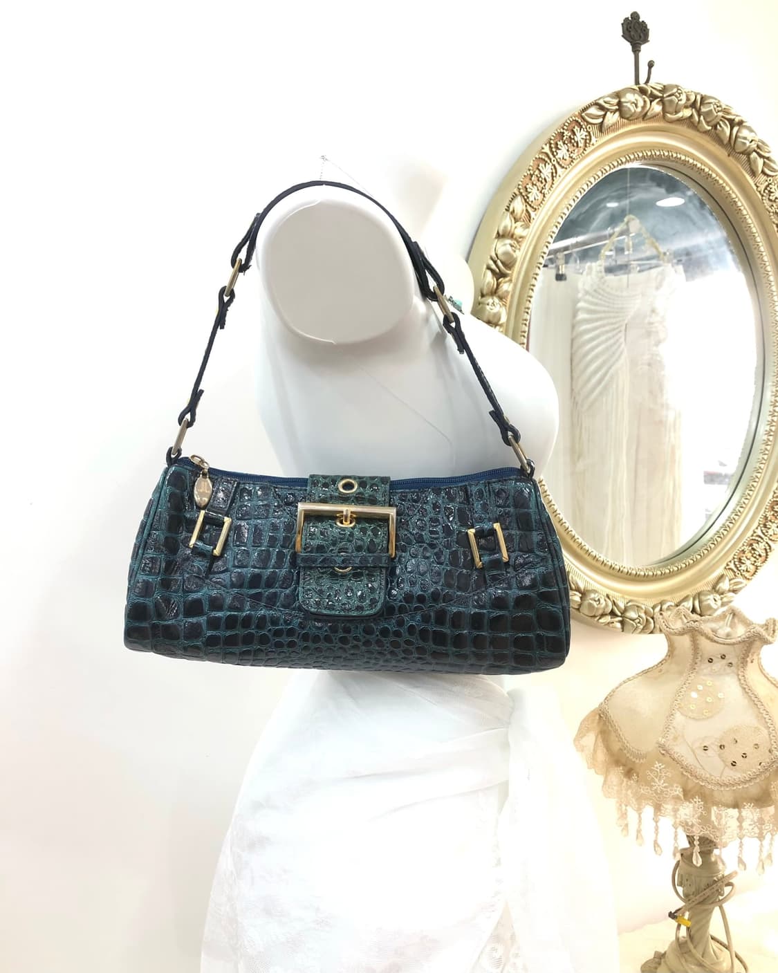 deep blue croc buckle shoulder bag 상품이미지2