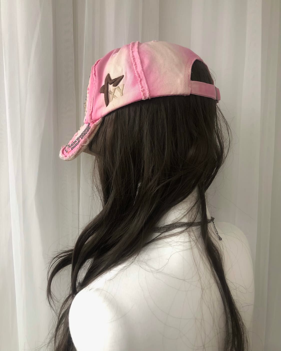 64 cubic lettering damaged pink ball cap 상품이미지3