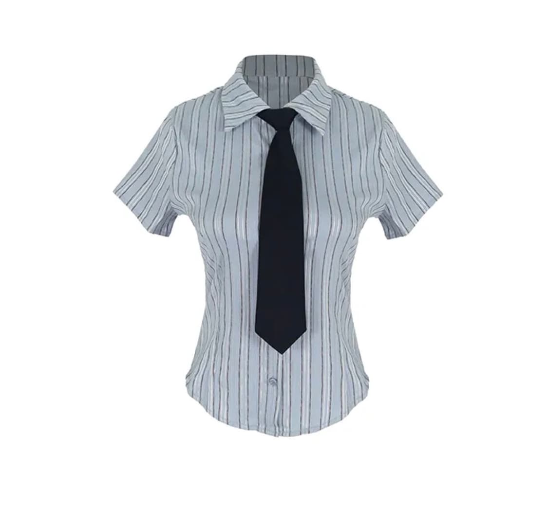 [새상품]타이 스트라이프 셔츠 블라우스 상품이미지2