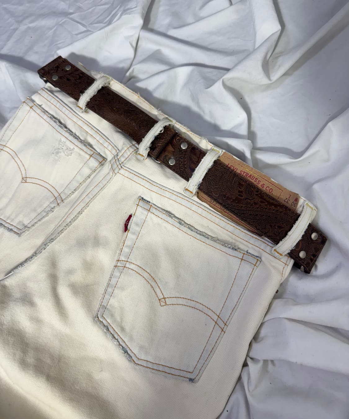 빈티지 페이즐리 패턴 웨스턴 버클 레더 벨트 상품이미지3