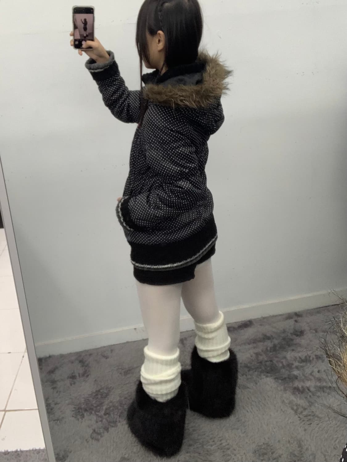 컨버스 퍼후드 도트 패딩 상품이미지4