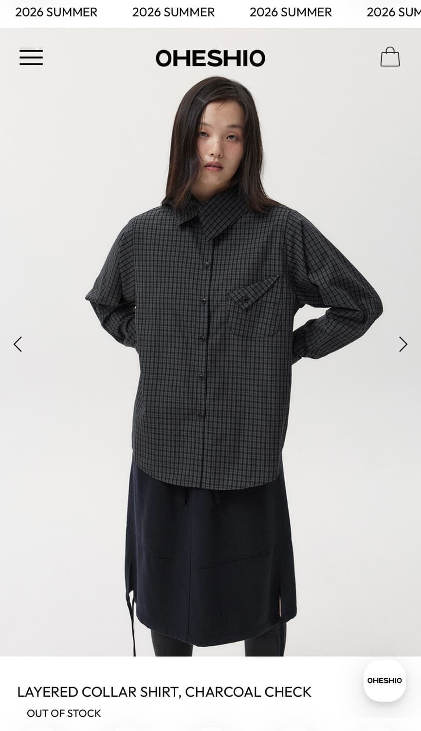 OHESHIO LAYERED COLLAR SHIRT, CHARCOAL 상품이미지2
