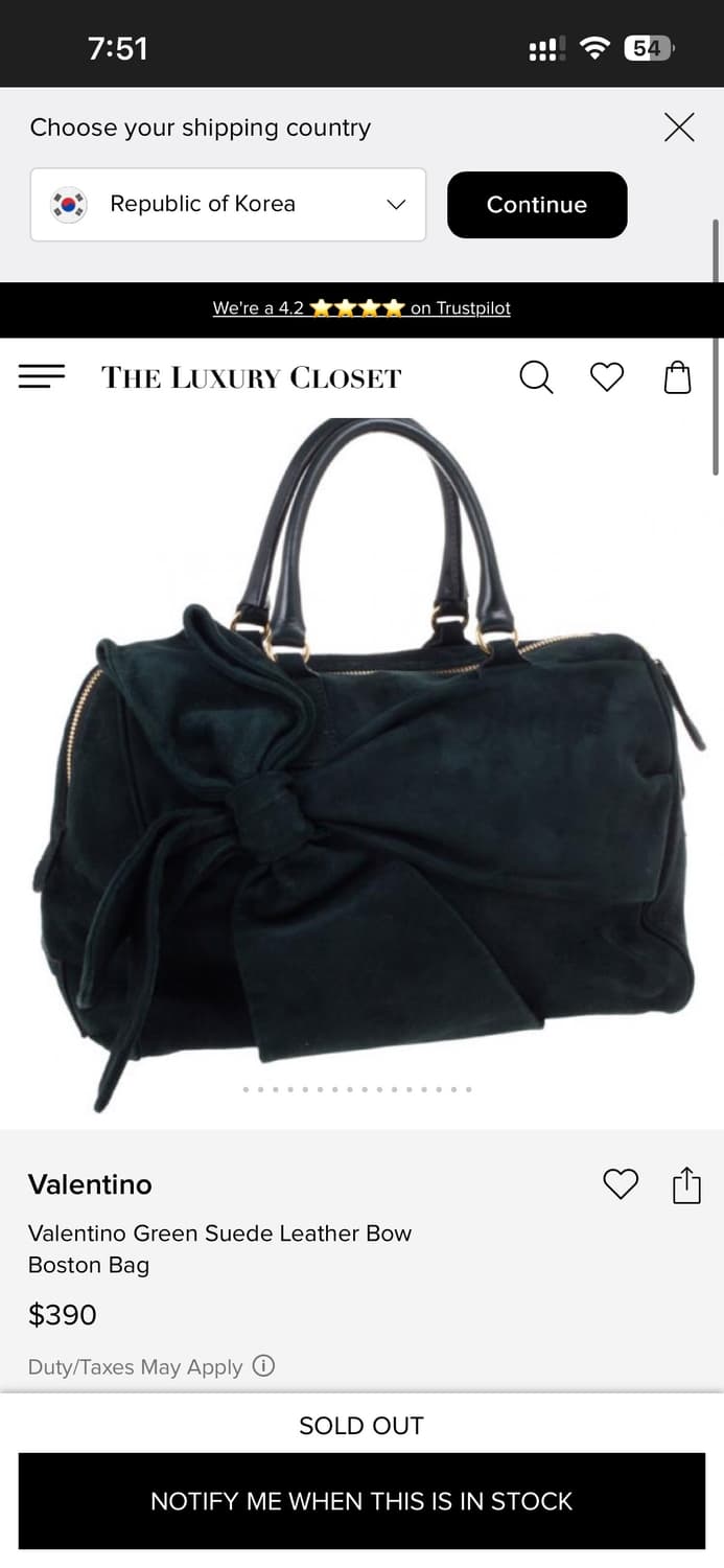 발렌티노 스웨이드 리본 보스톤 백 상품이미지5