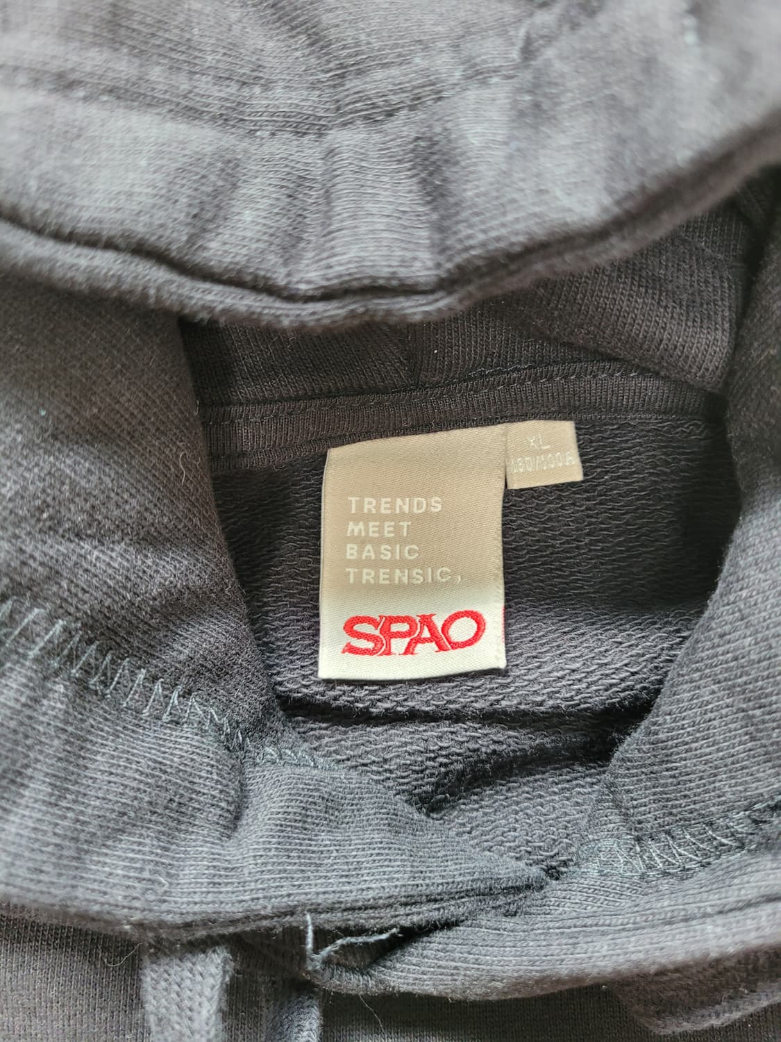 스파오 SPAO 남자 레터자수 후드티 XL 블랙  상품이미지5