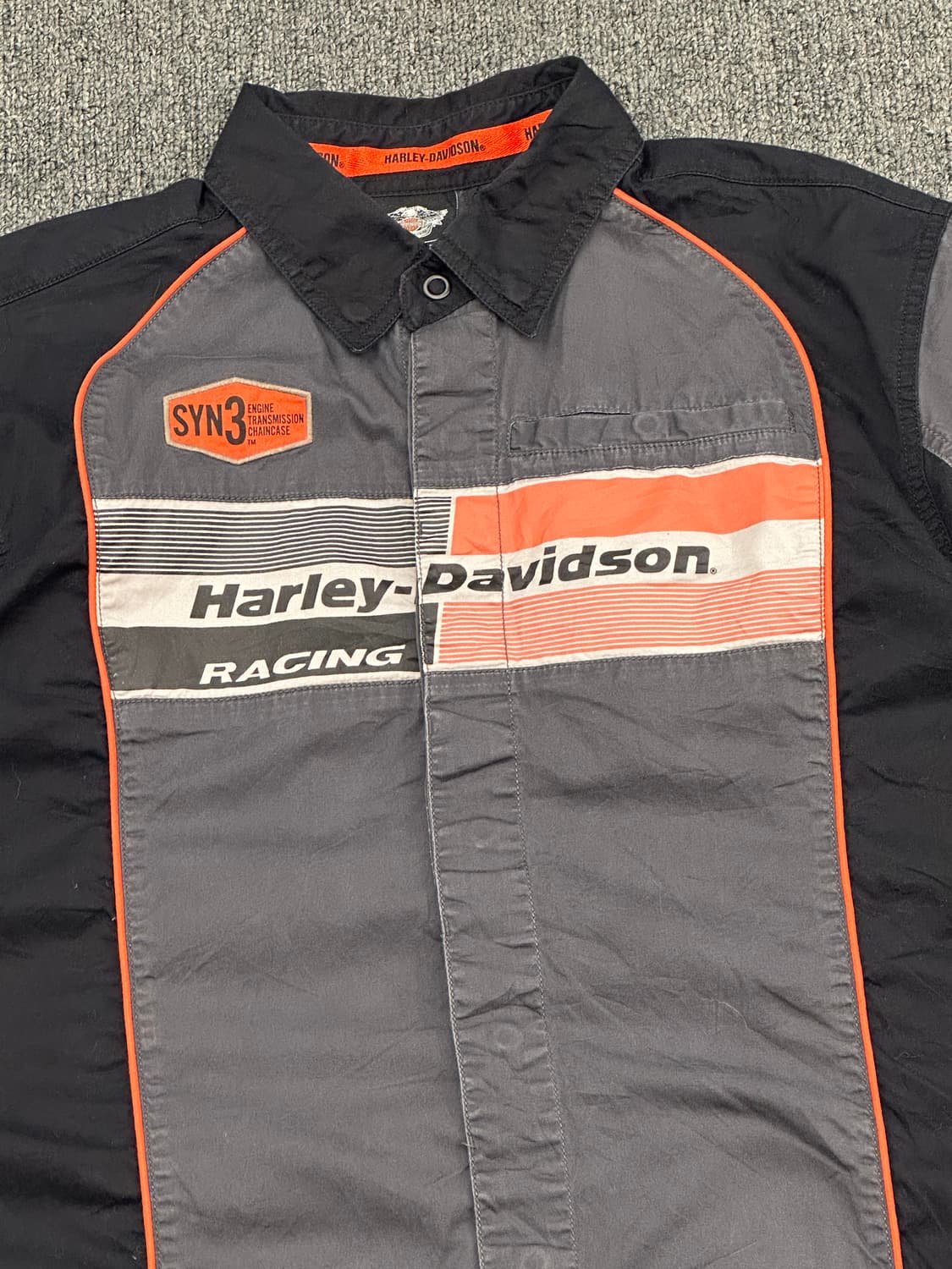 M)할리데이비슨 빈티지 패치 레이싱 반팔셔츠 상품이미지3