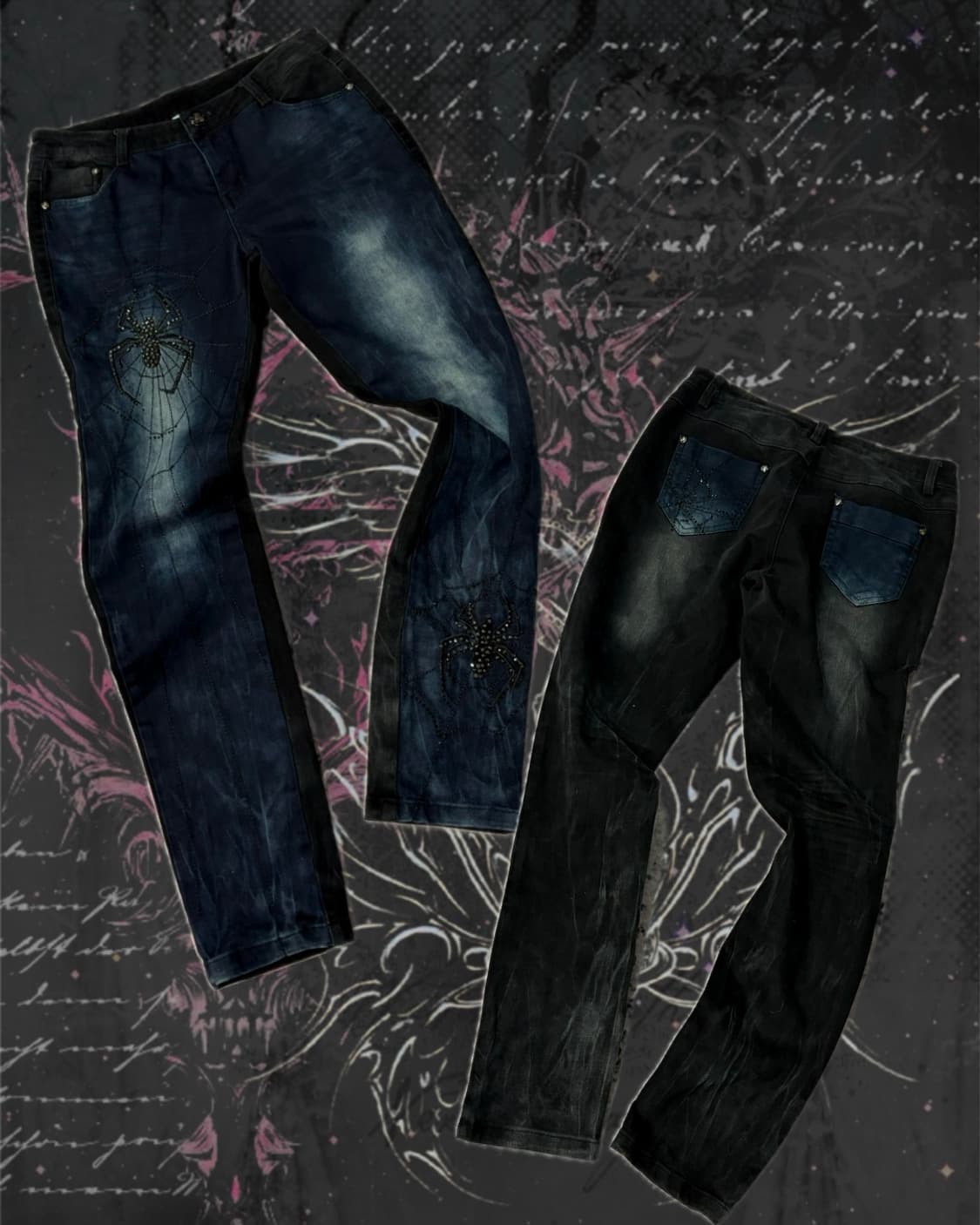 Y2K cubic spiderweb washing tie dye pant 상품이미지1