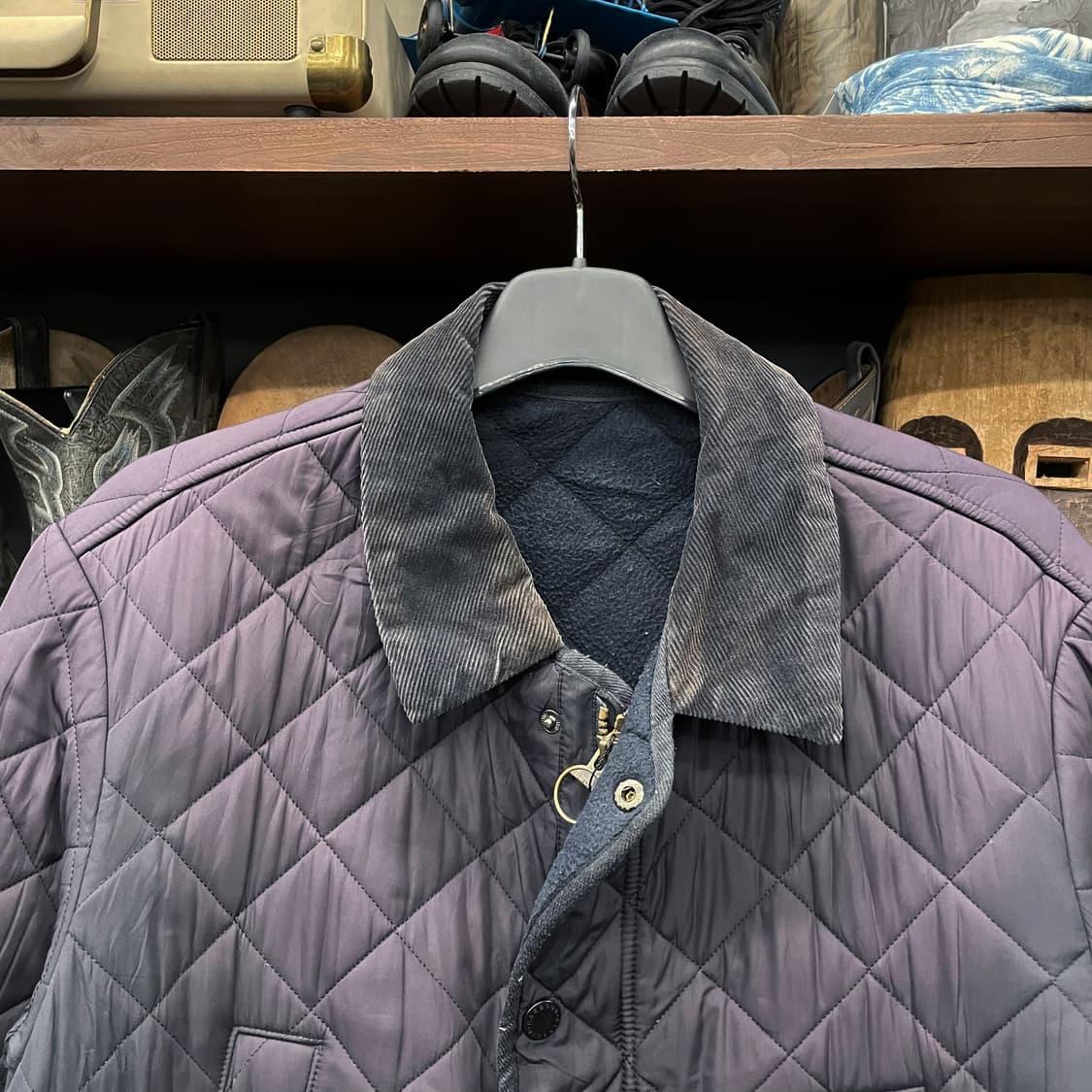 바버 코듀로이 넥 누빔 안감 투웨이 집업 퀼팅 자켓 인터네셔널 상품이미지3