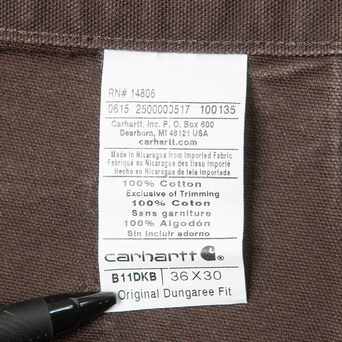 [35] 칼하트 B11 덕캔버스 싱글니 카펜터 워크팬츠 다크 브라운  상품이미지10