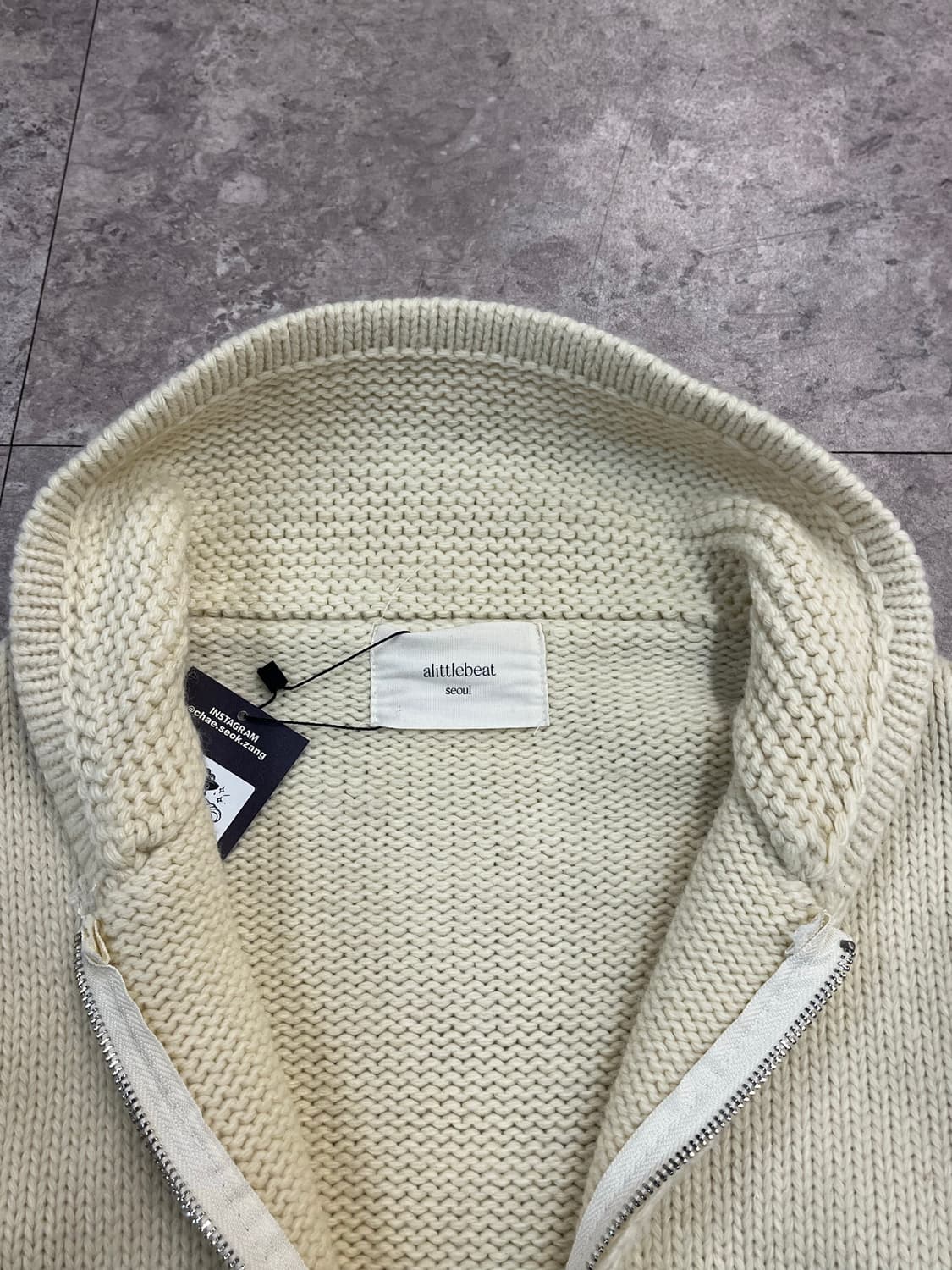 빈티지 토끼 패턴 뜨개 니트 집업 아이보리 #csz2545  상품이미지4