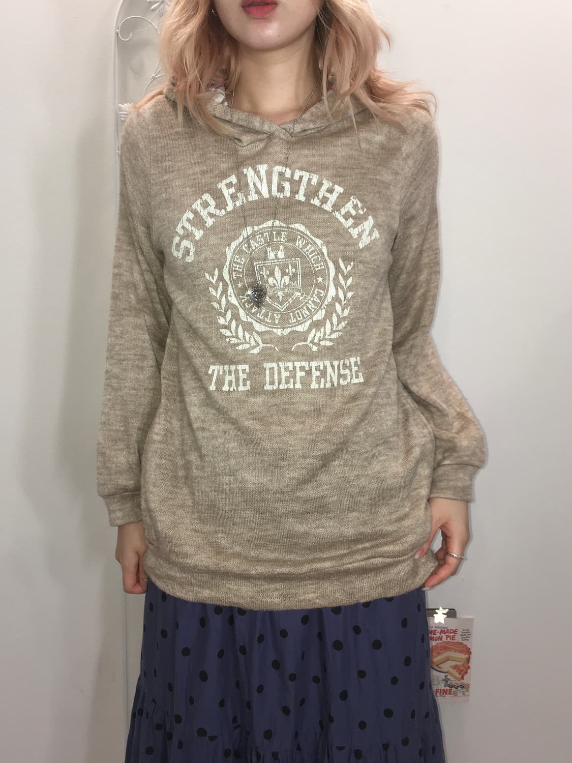 jpn vintage beige knit check hood t  상품이미지1