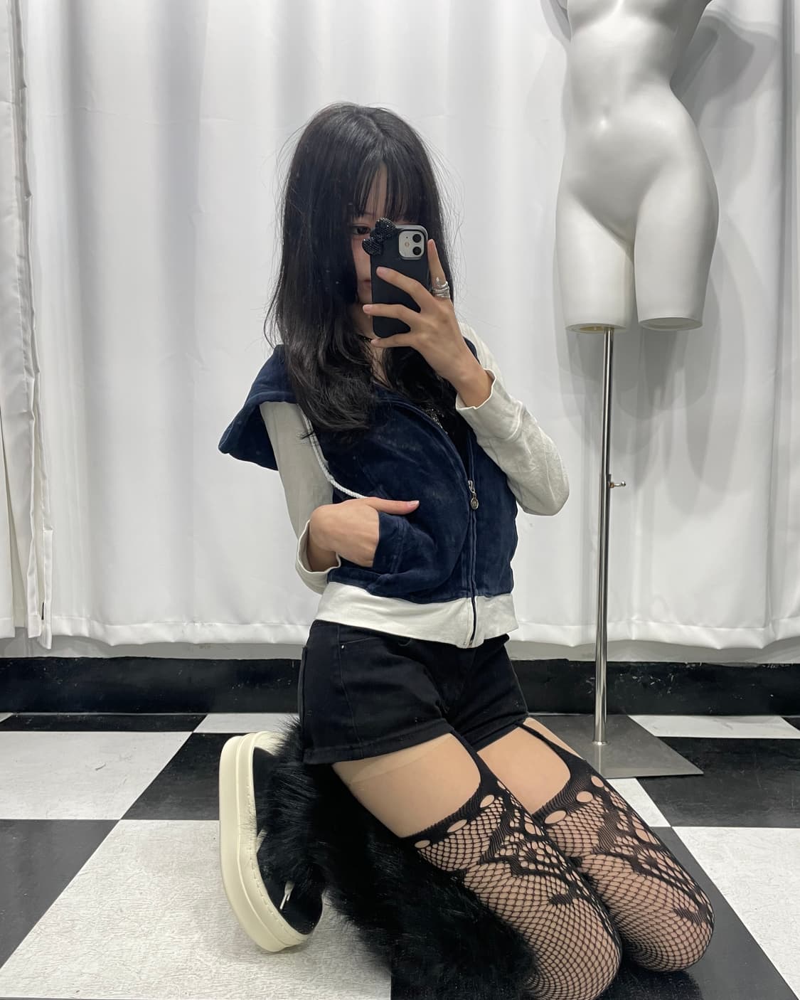 🎸네이비 백 디테일 후디🎸 상품이미지5