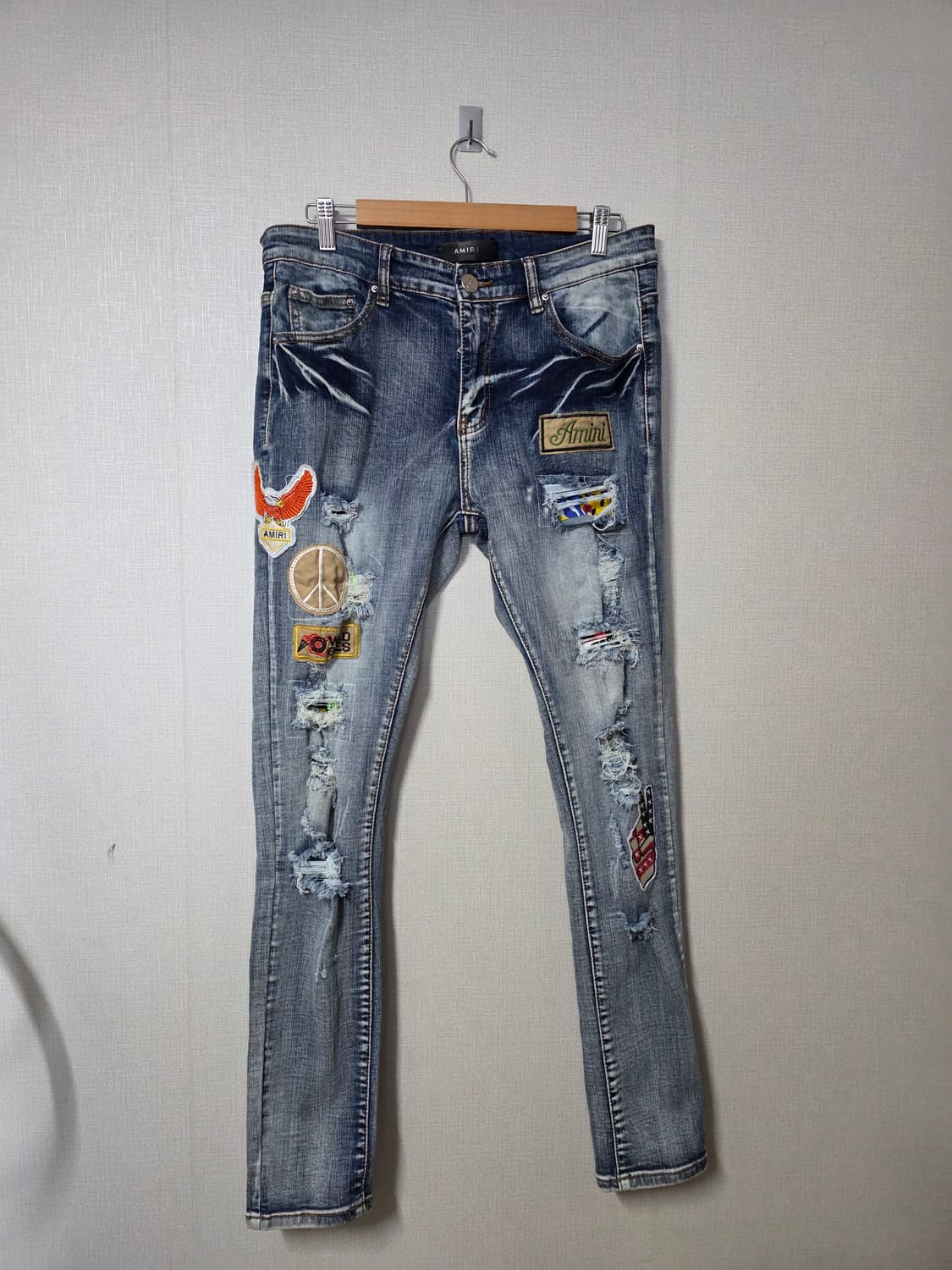 AMIRI 아미리 디스트로이드 패치 데님  허리 31-32인치  세탁완 상품이미지1