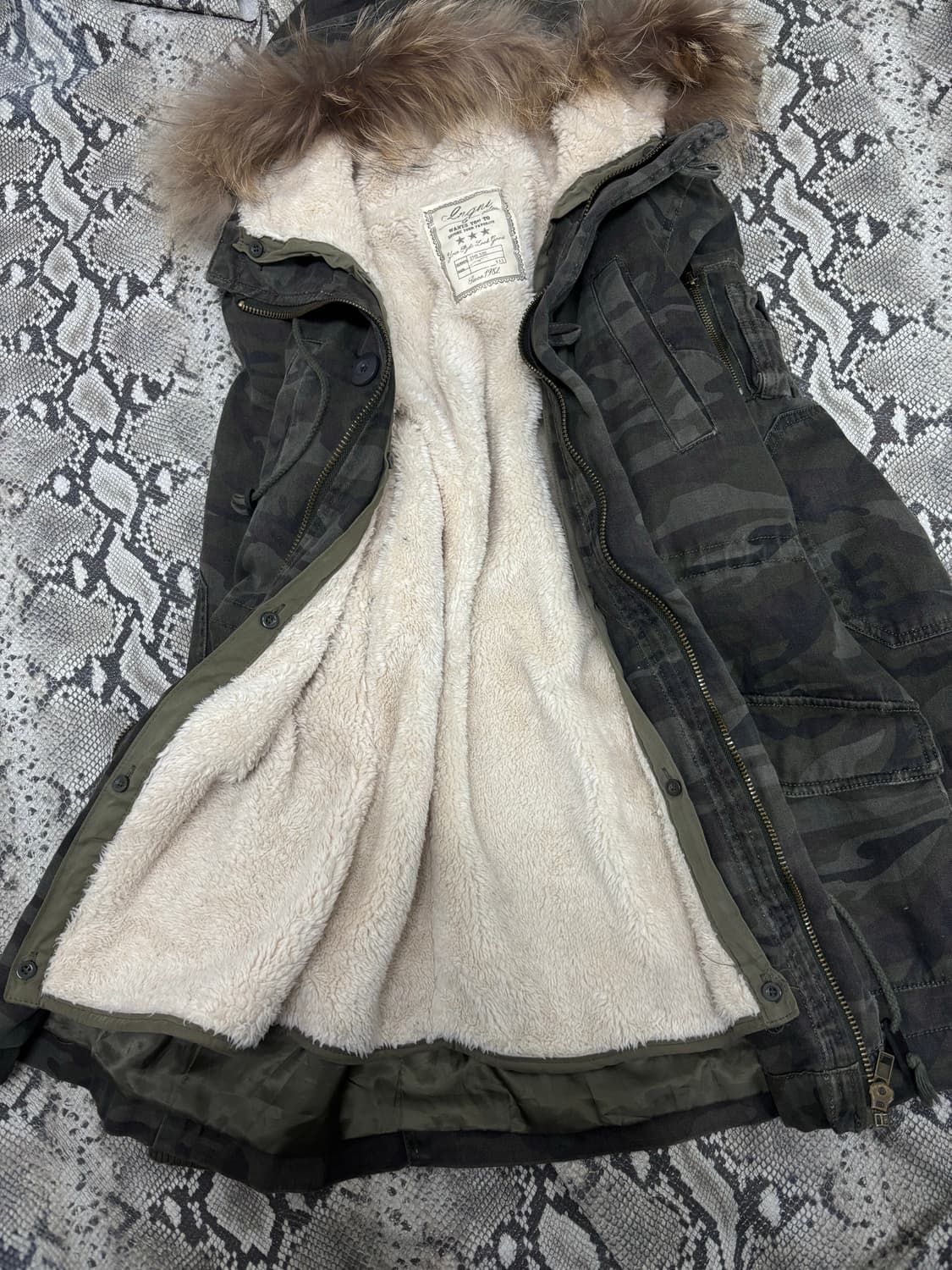 Y2K Camo Pattern Fur Parka 상품이미지9