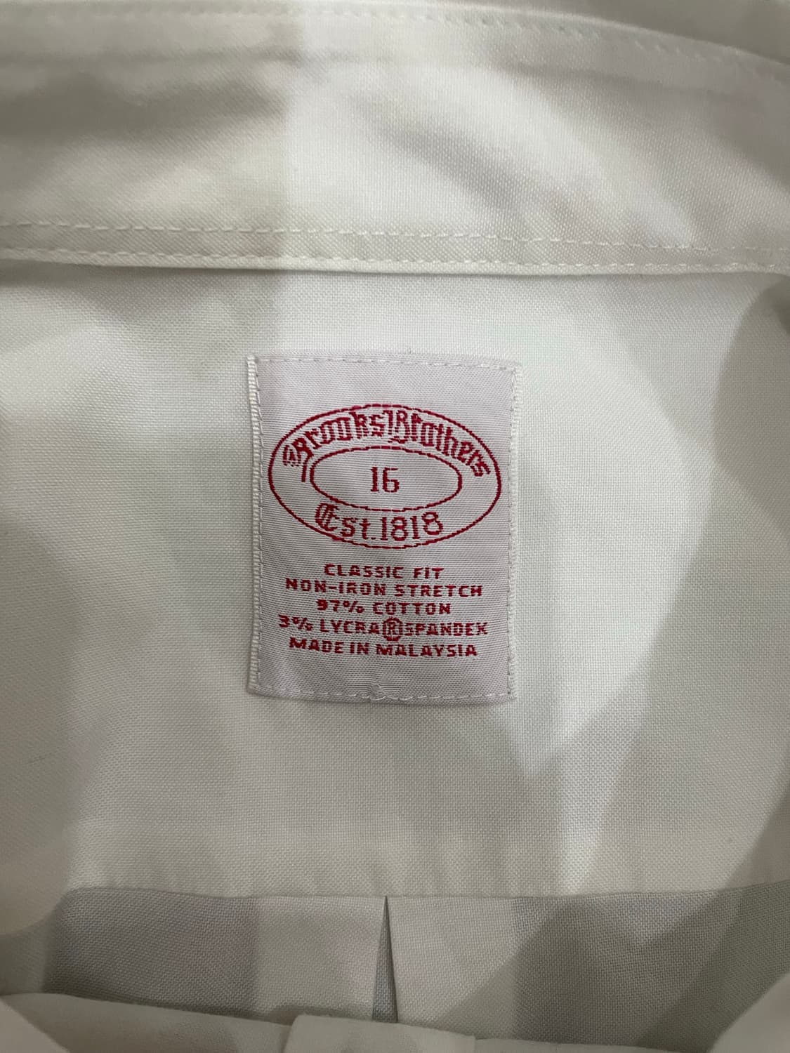 브룩스 브라더스 논 아이론 클래식핏 화이트 셔츠 상품이미지5