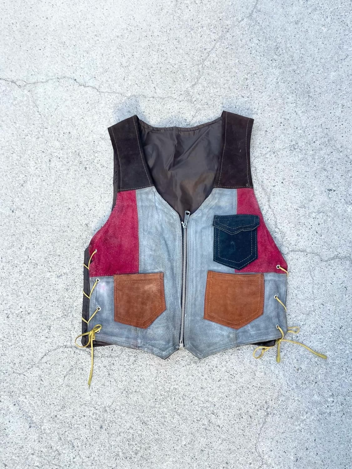 Mixed patchwork suede vest 상품이미지1