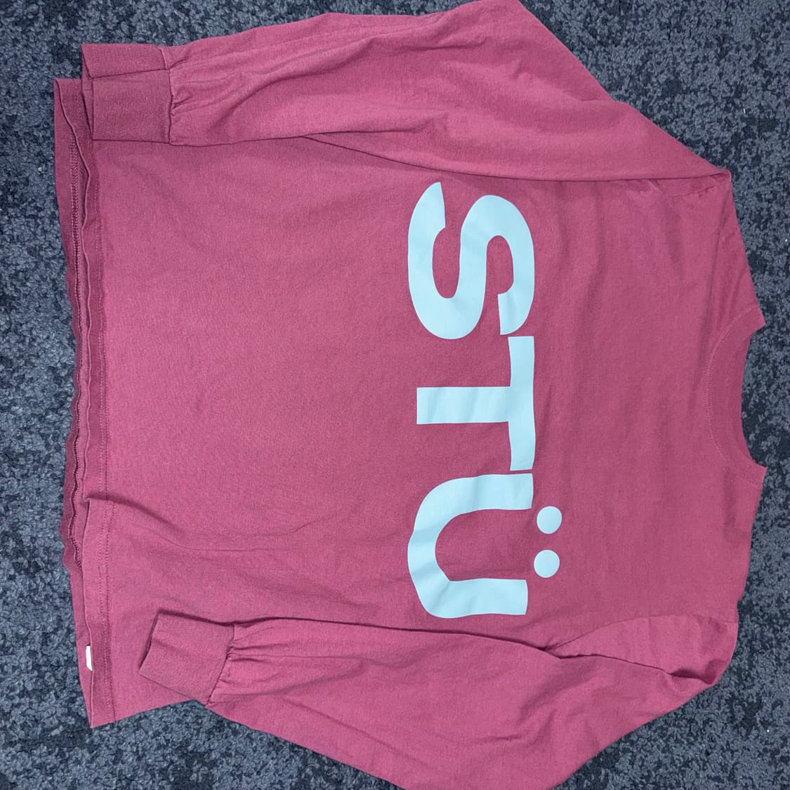 스투시 올 캡스 롱슬리브 티셔츠 베리 M Size 상품이미지3