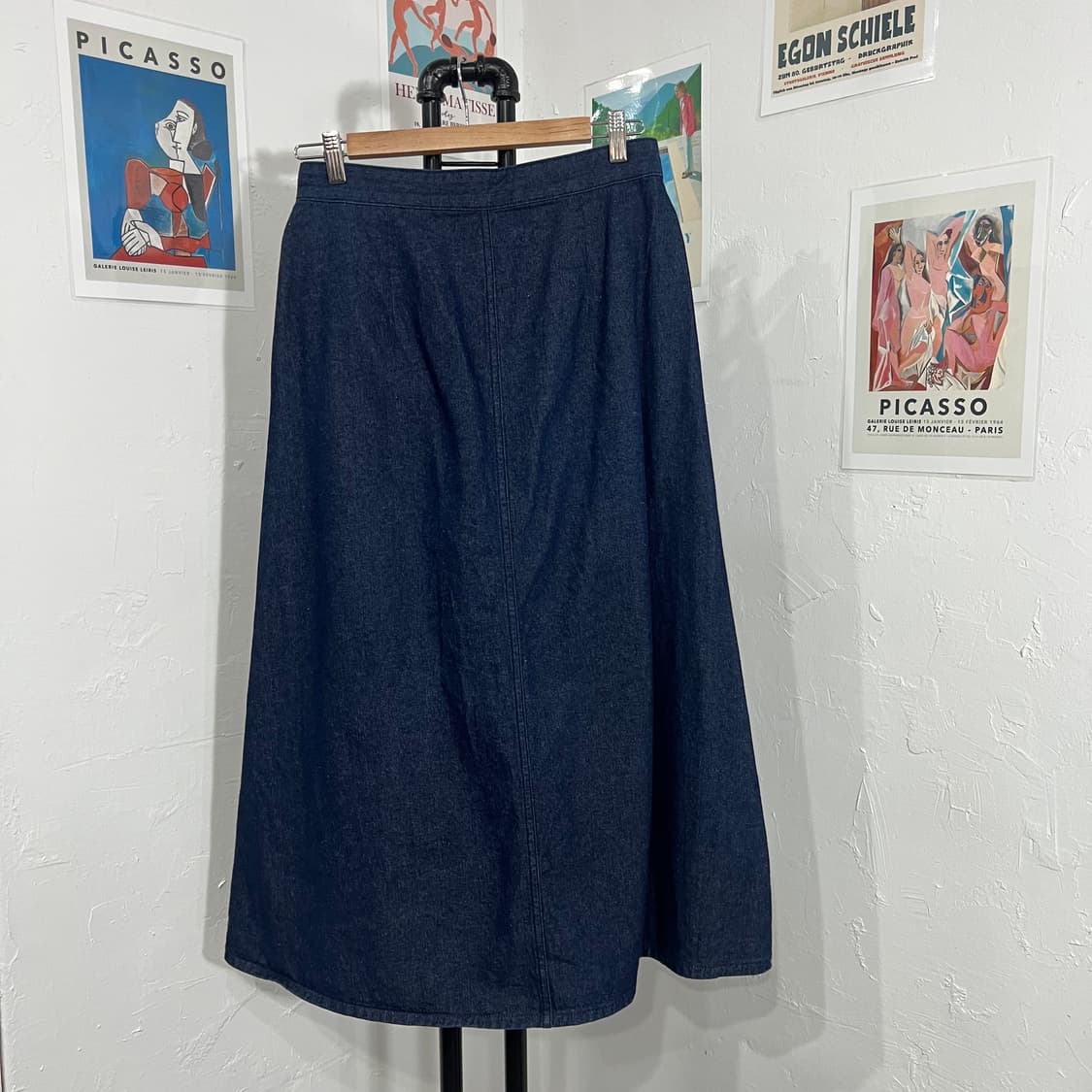 랩 버튼 데님 롱스커트 상품이미지3