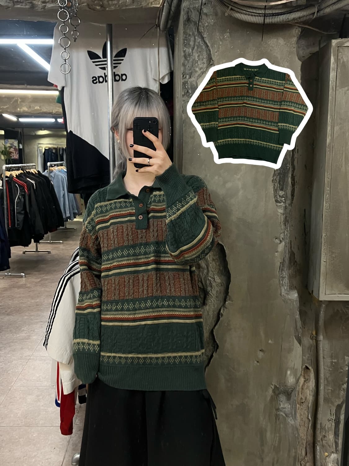 빈티지 패턴 니트 그린 #csz2625 상품이미지1