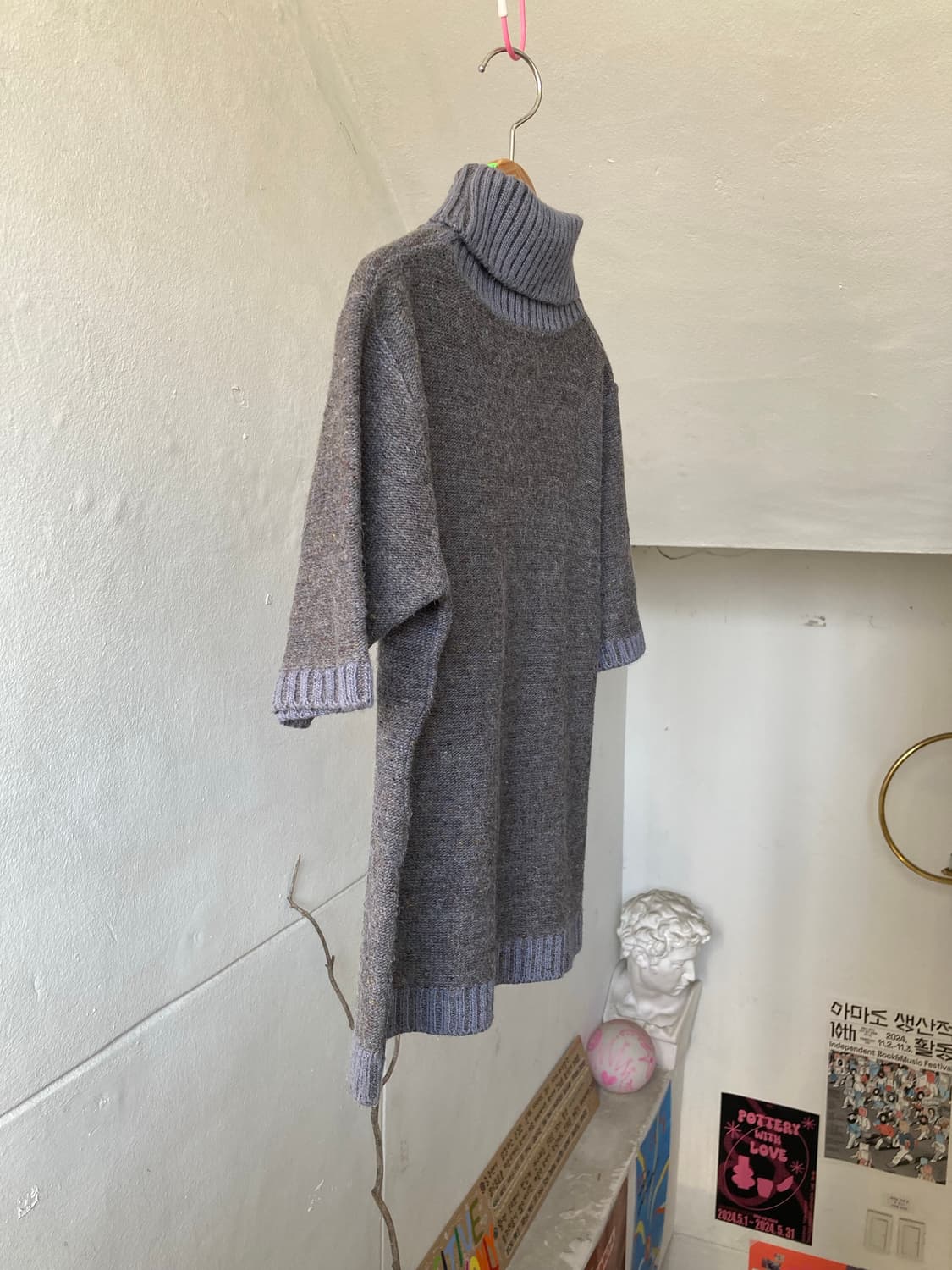 울 그레이•하늘 폴라 니트탑 상품이미지7