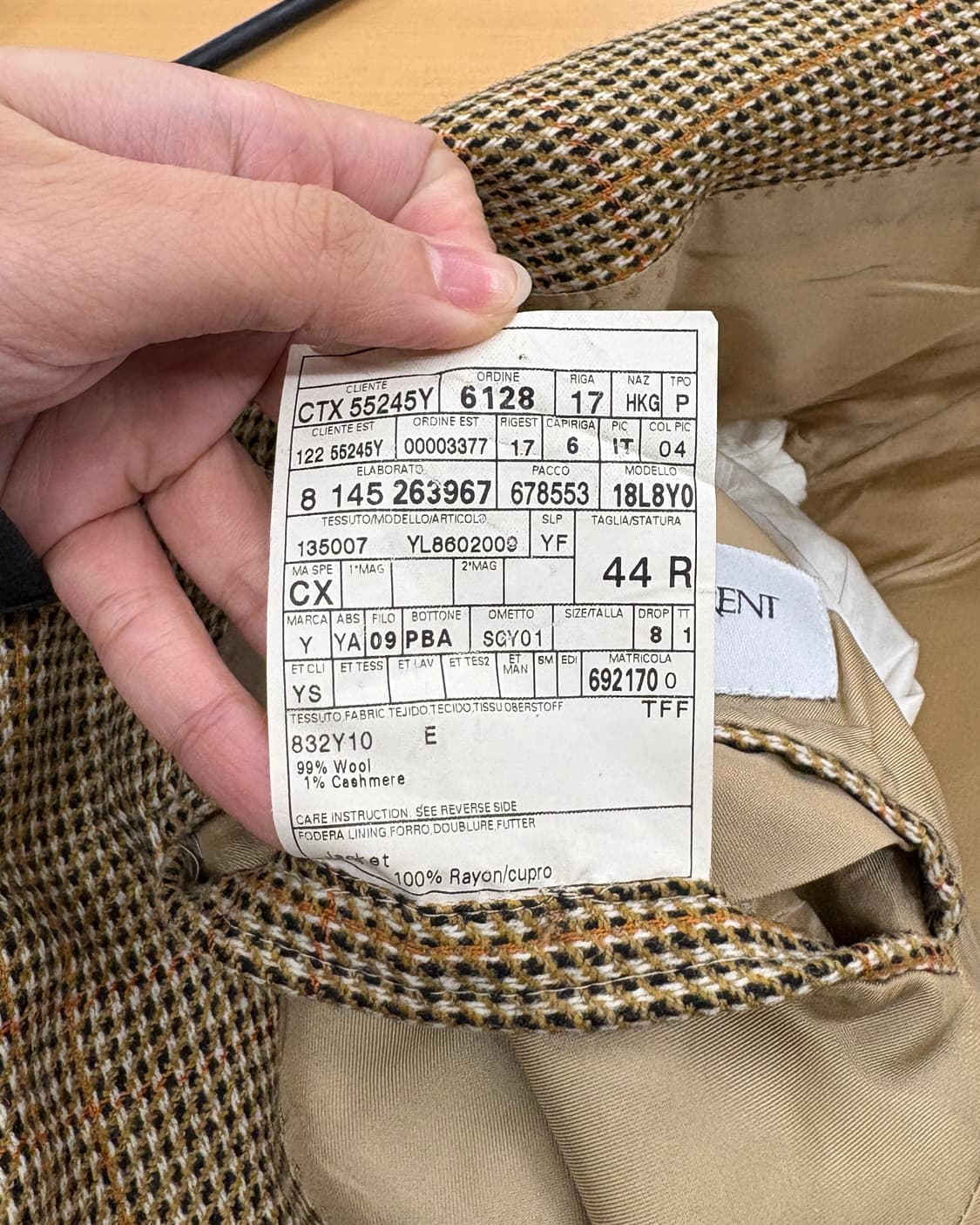 입생로랑 리브 고쉬 브라운 체크 울 싱글 블레이저 상품이미지8