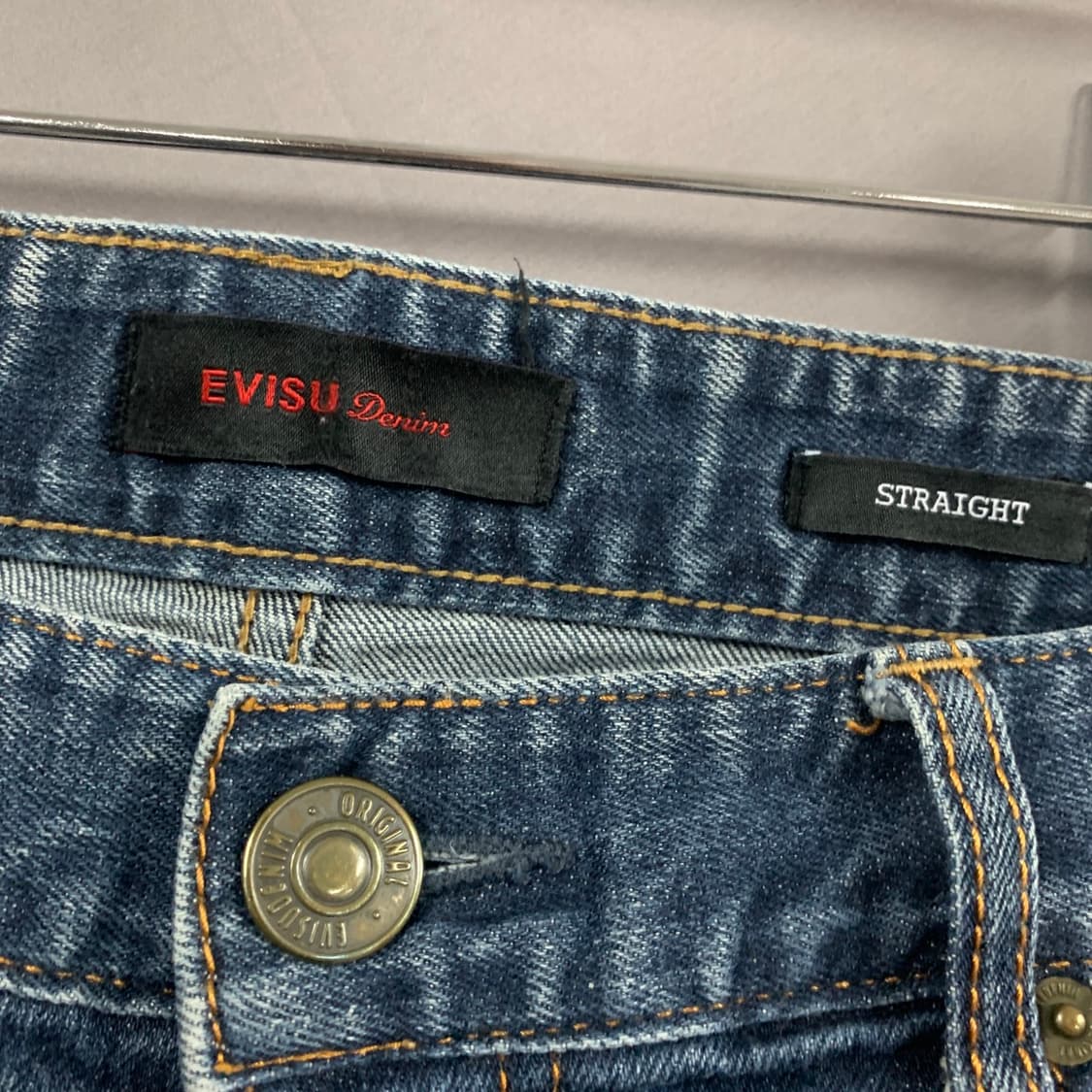 34인치 EVISU 에비수 스트레이트핏 워싱 스판 데님 청바지 상품이미지5
