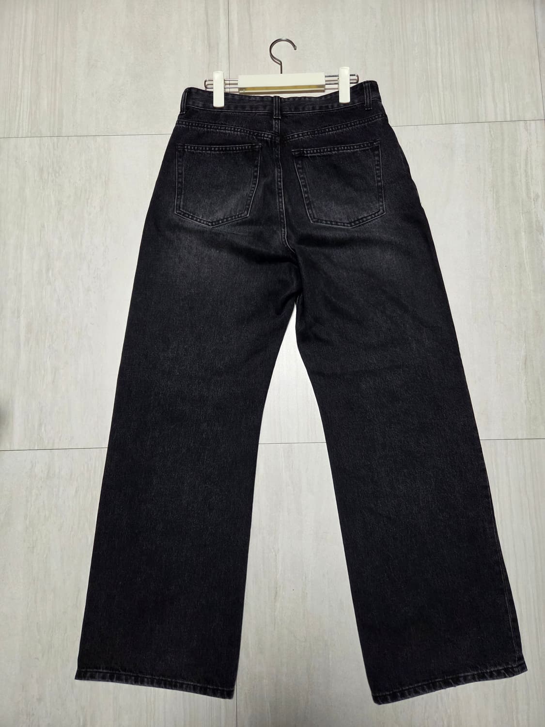 벨리에 트루와이드 데님 팬츠 워시드 블랙 xs 28 상품이미지2