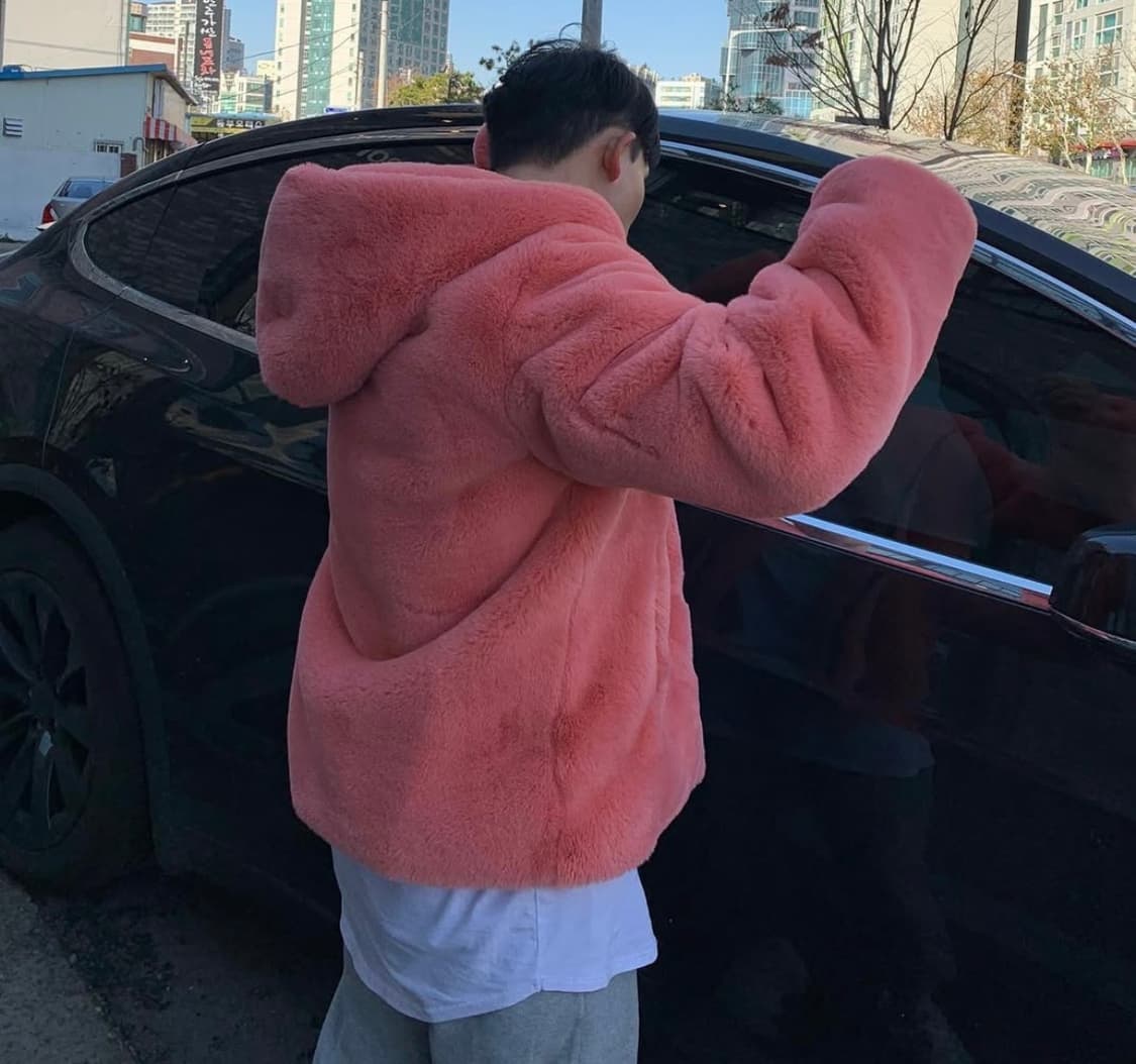 자체제작 코랄핑크 고퀄리티 퍼후드 (100-105) 상품이미지1