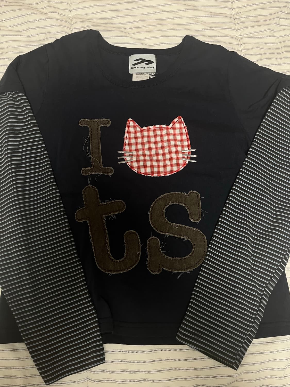 주영X탄산 고양이 레이어드 롱슬리브 (네이비) 상품이미지2