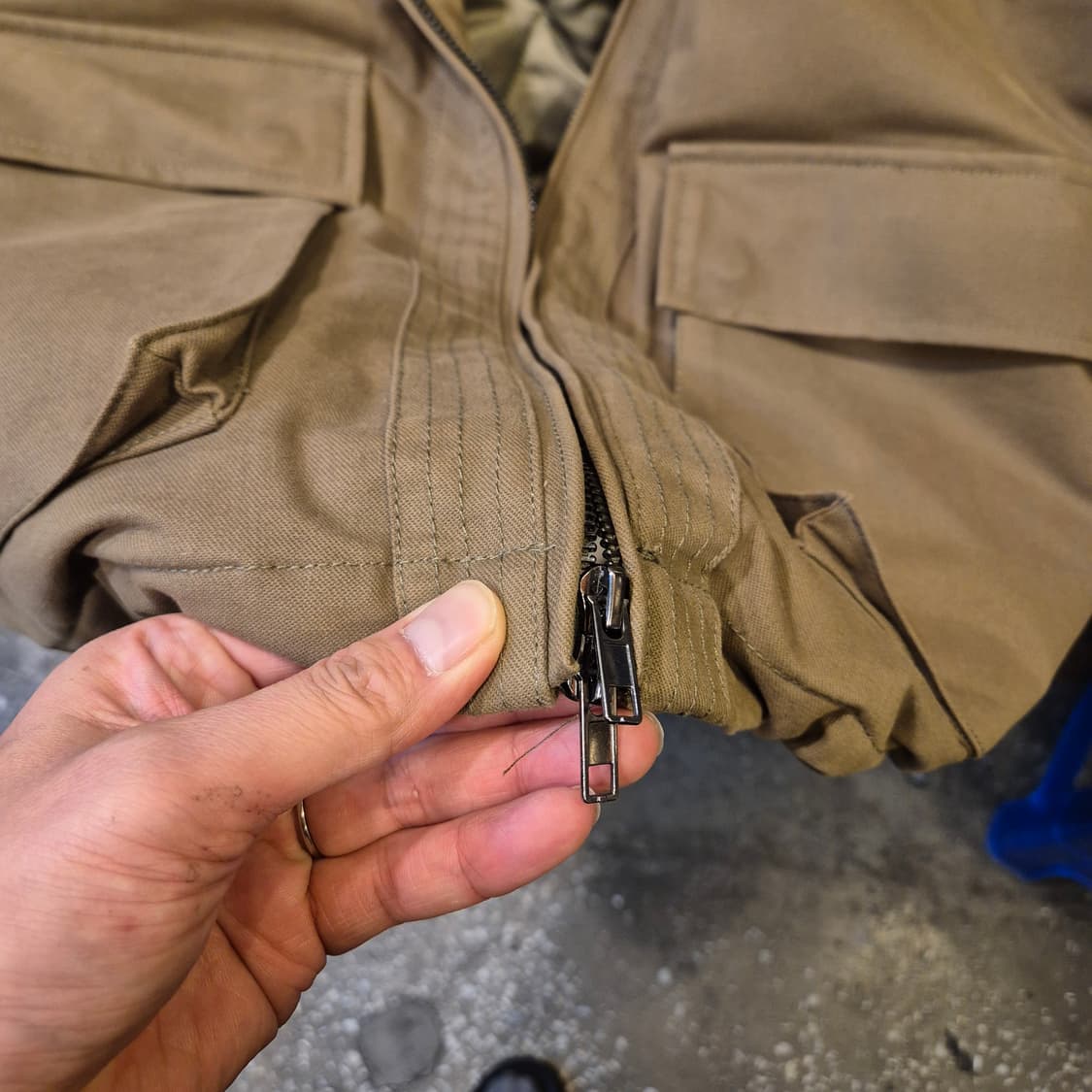 L(착샷잇음) 카키 면 양털배색자켓  상품이미지8