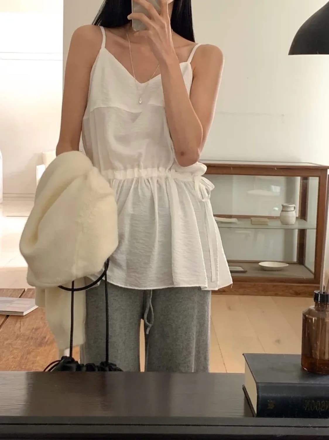 레이어드 나시 뷔스티에 블라우스 원피스 상품이미지4