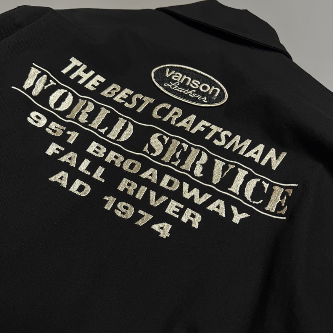 VANSON 블랙컬러 양면 자수로고 와펜패치 코튼 폴리에스터 바이커 자켓 상품이미지7