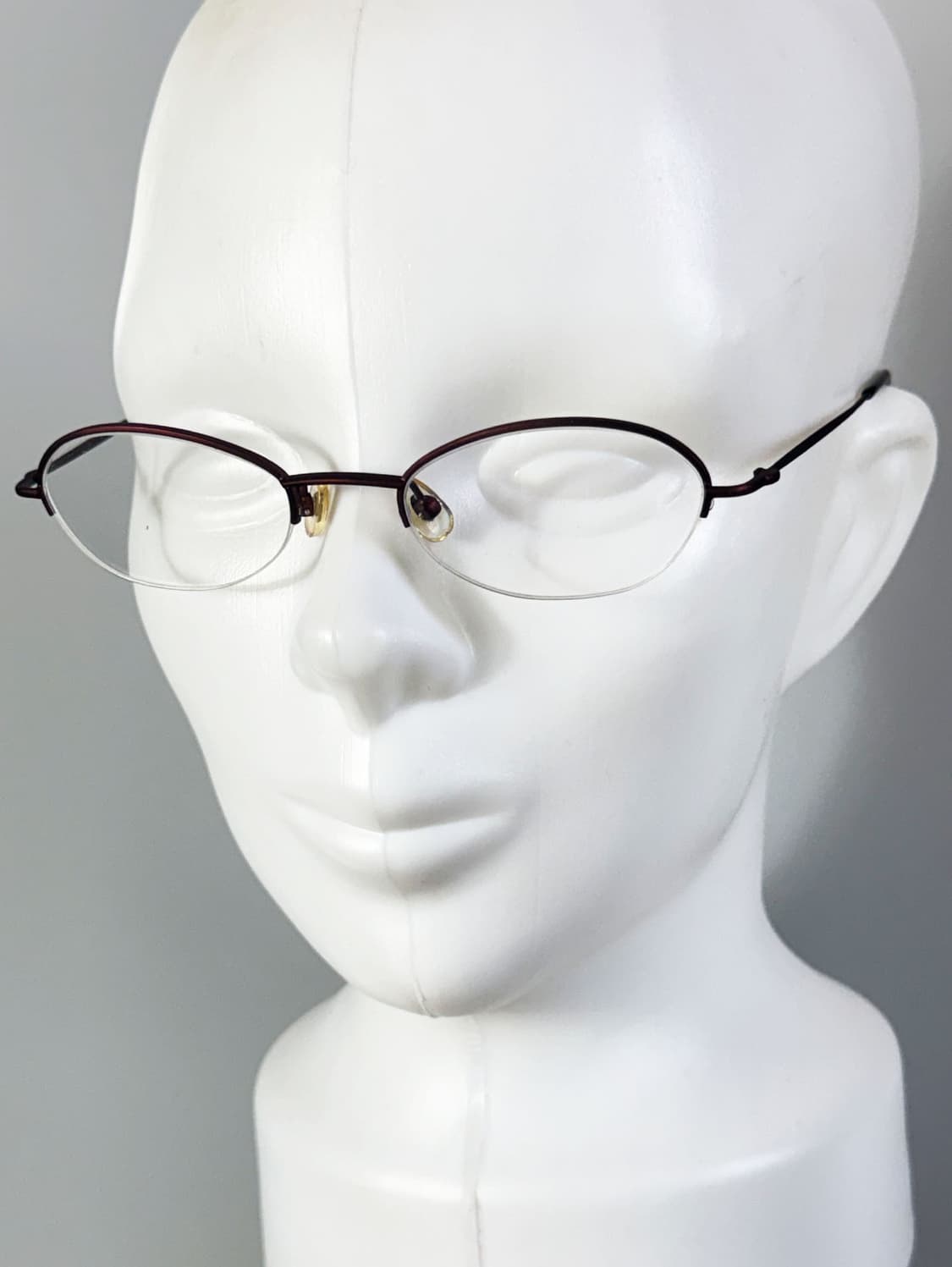 버건디 메탈 오벌 반무테 프레임 빈티지 안경 상품이미지8