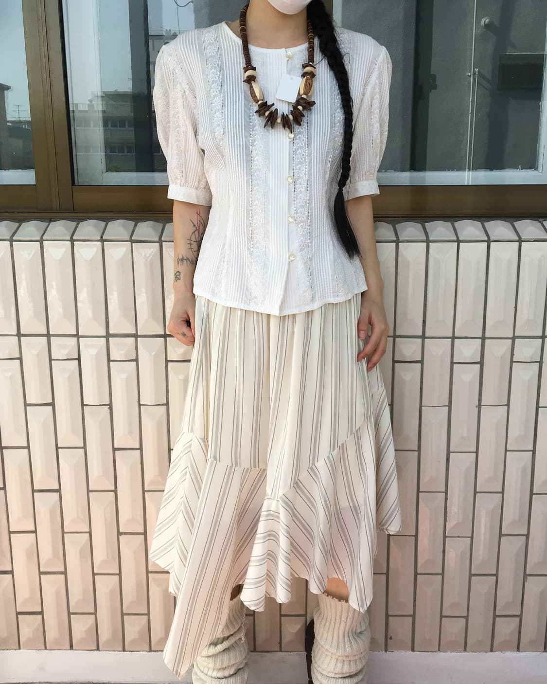 Unbalanced stripe pattern skirt 상품이미지4