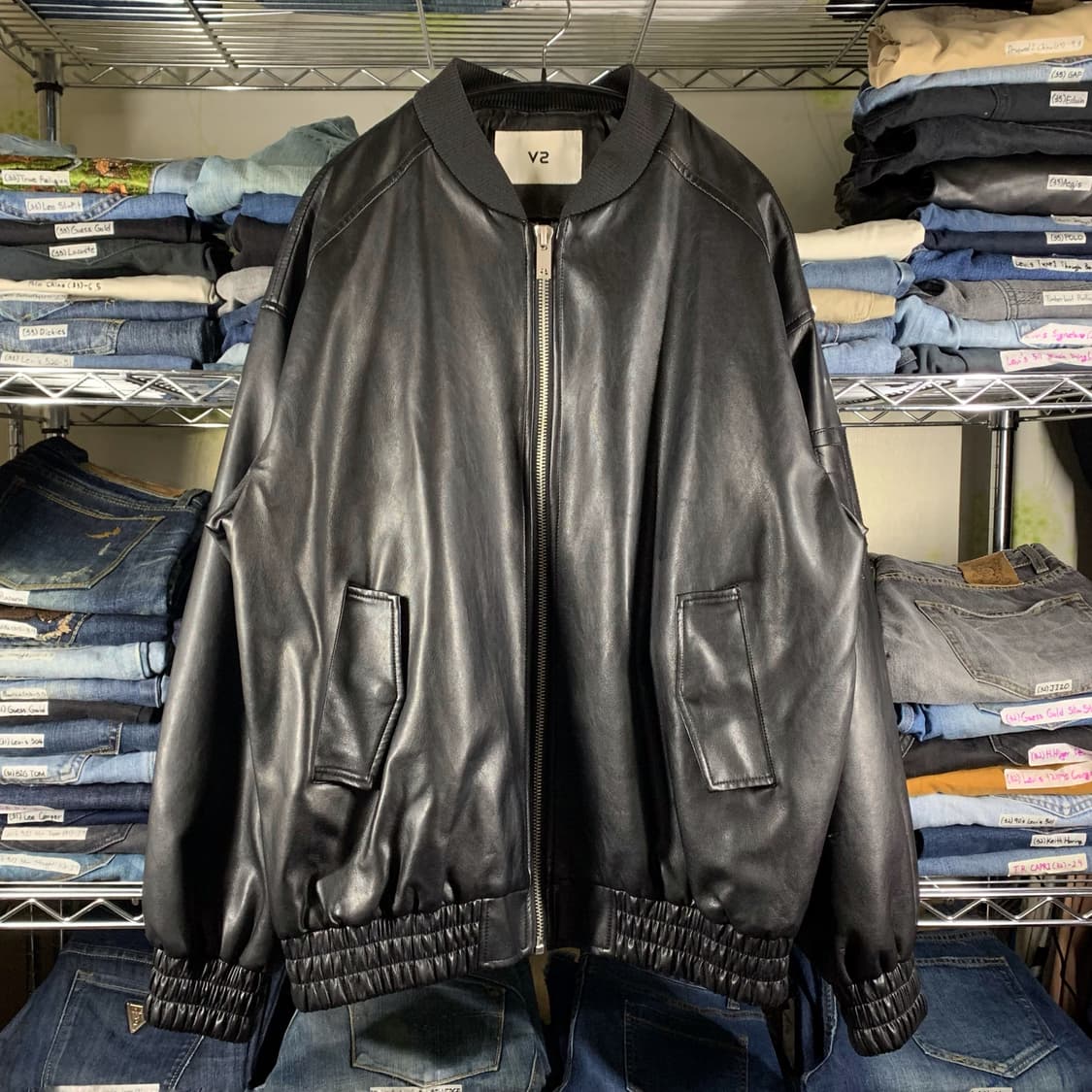 [L] V2 비건 레더 블루종 재킷 상품이미지2