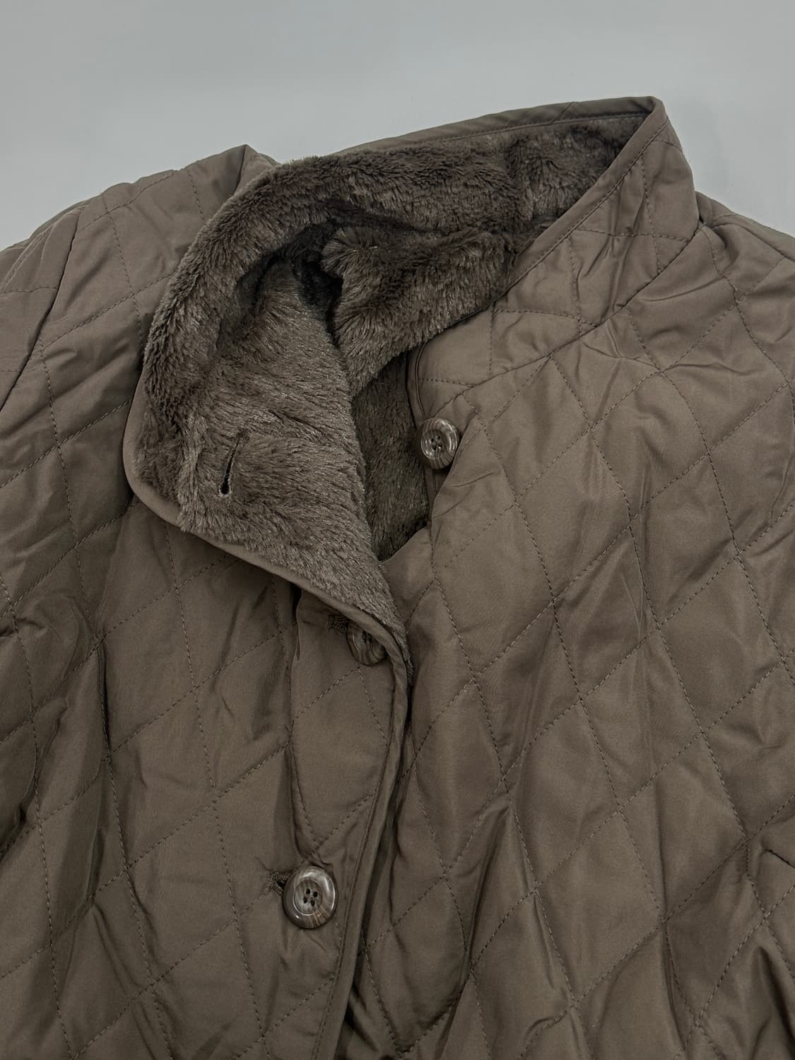 그런지 브라운 누빔 퍼 안감 러블리 아방핏 아우터 히피 에스닉 아메카지 상품이미지6