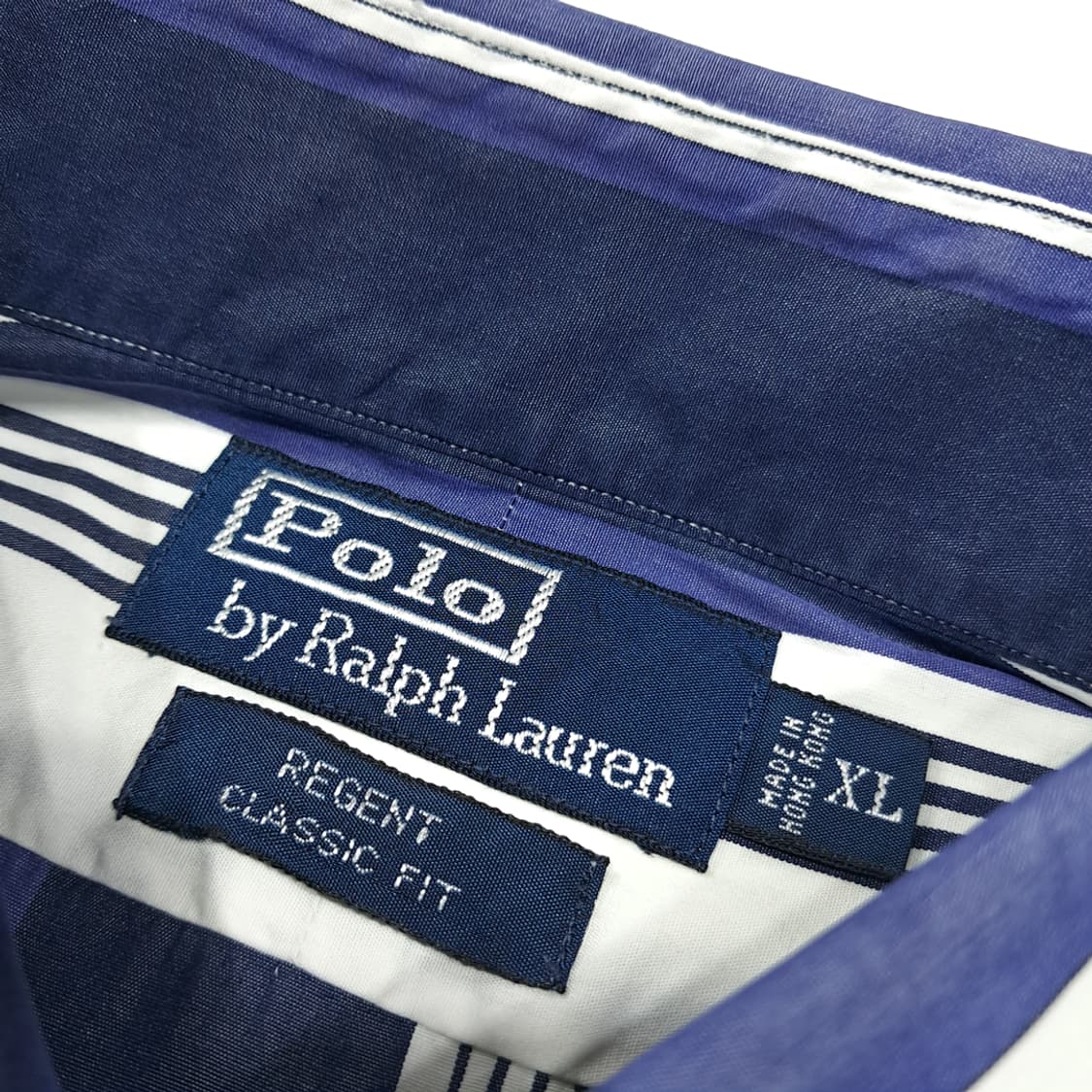 CK047 XL 폴로 90s 홍콩판 네이비 멀티 스트라이프 셔츠 남방 상품이미지3