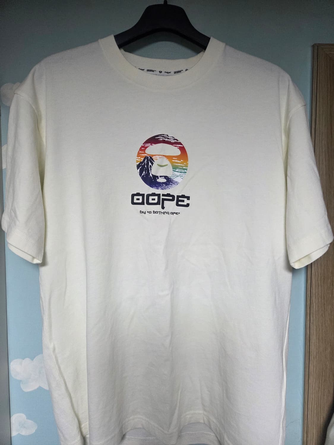 [M] 에이프 반팔 티셔츠 아이보리 판매 aape 베이프 상품이미지1
