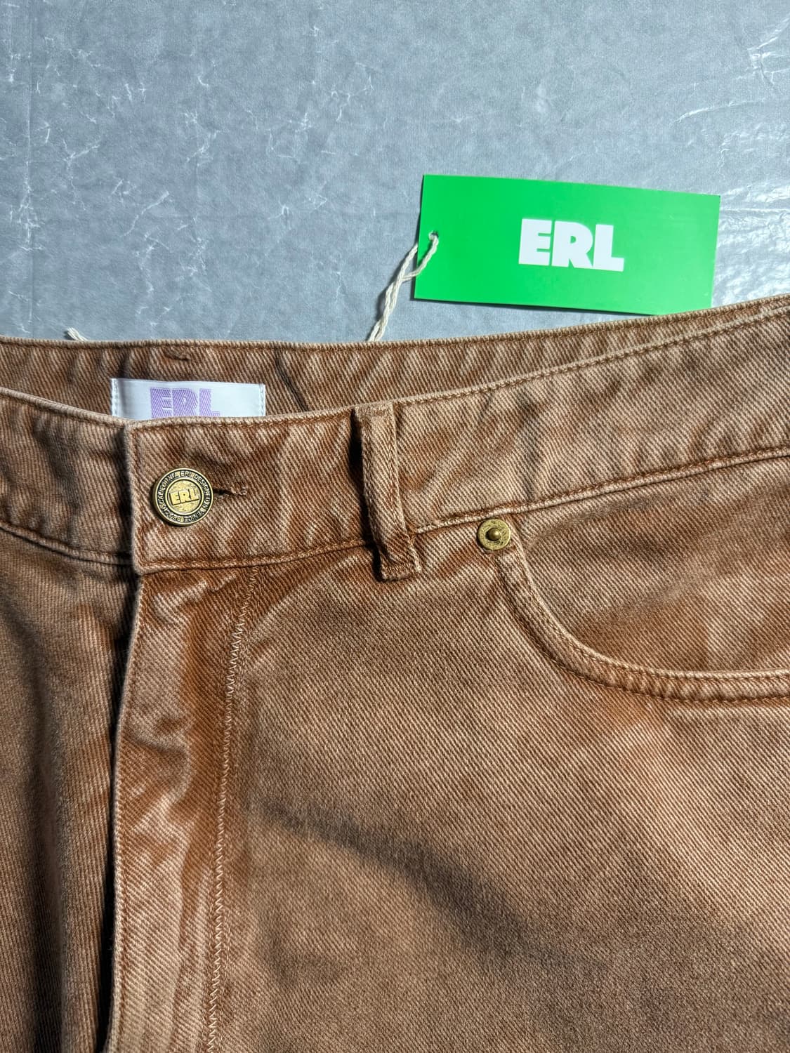 [M] ERL 데님 카고 쇼츠 브라운 이알엘 상품이미지10