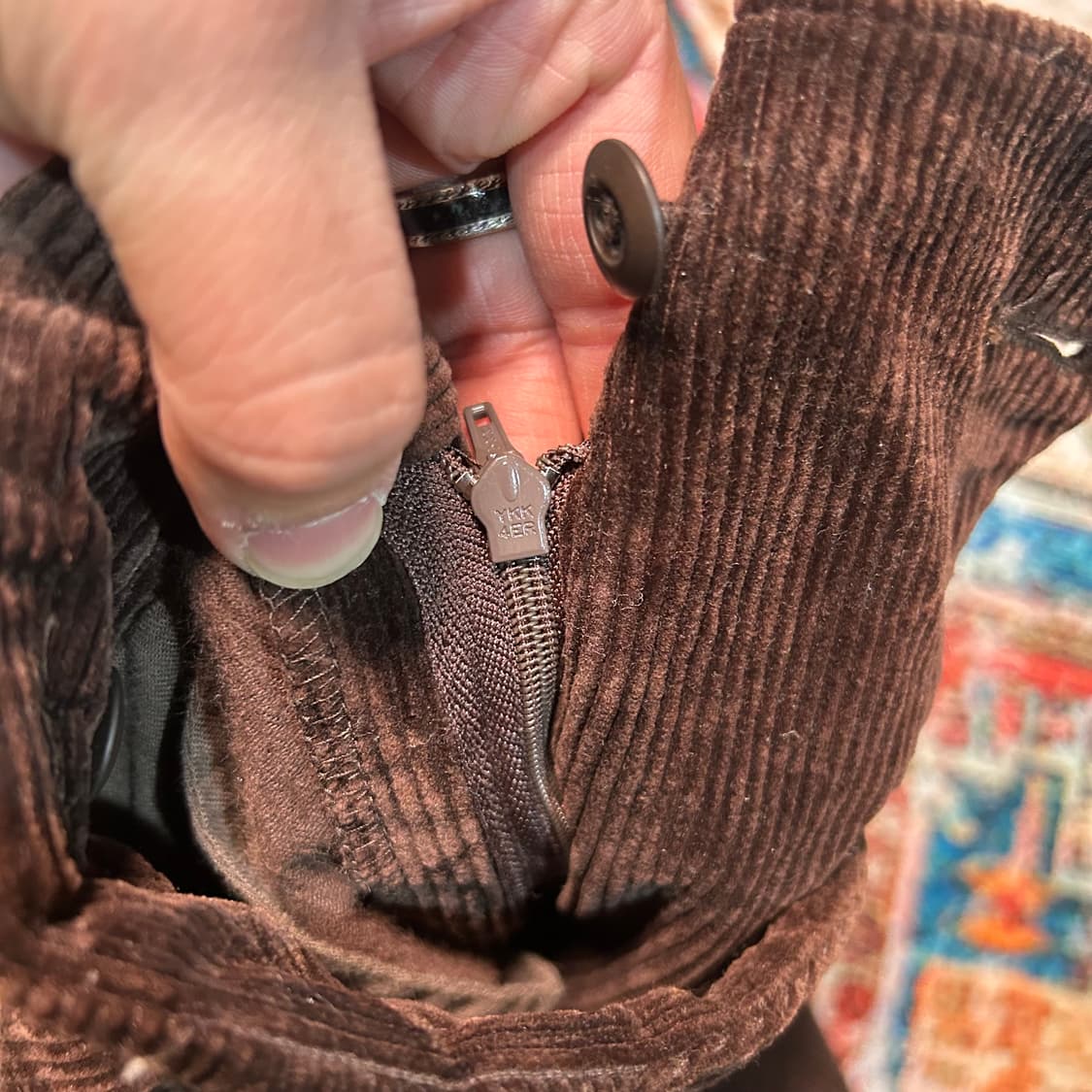 [33] 80s 이세이미야케 MEN 투턱 테이퍼드 브라운 코듀로이 팬츠 상품이미지4