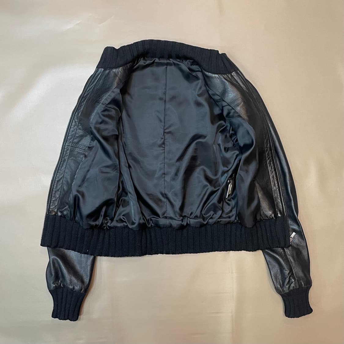 일본빈티지)시보리 차이나카라 램스킨점퍼(M) 상품이미지5