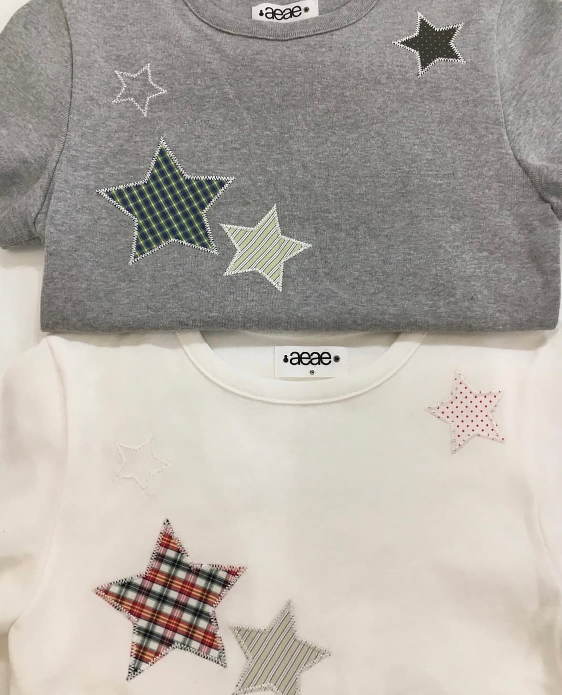 aeae 체크 스타 티셔츠 화이트 상품이미지4