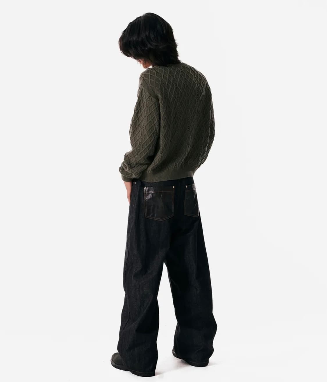 아캄 레더 패치 데님 상품이미지3