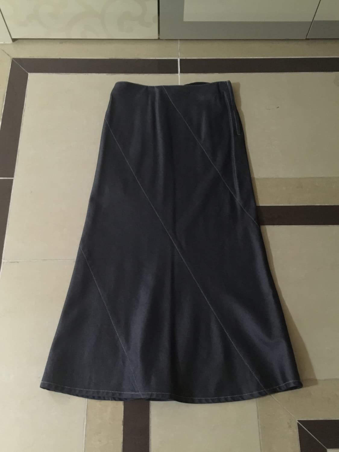 oblique stitch denim long skirt 상품이미지1