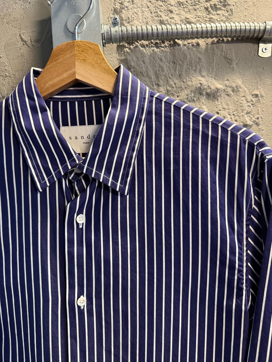 산드로 SANDRO 파리 스트라이프 코튼 셔츠 네이비 39 상품이미지3