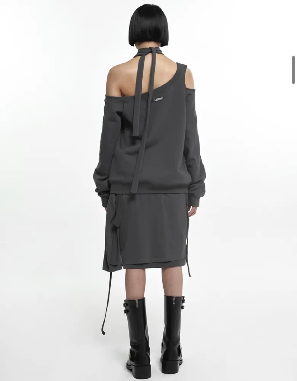 나체 HALTER TIE SWEAT SHIRT CHARCOAL 상품이미지1